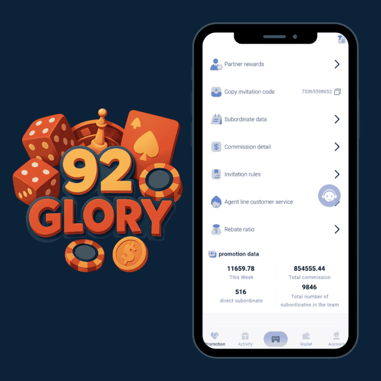 Real cash rewards await you on 92 Glory Game.