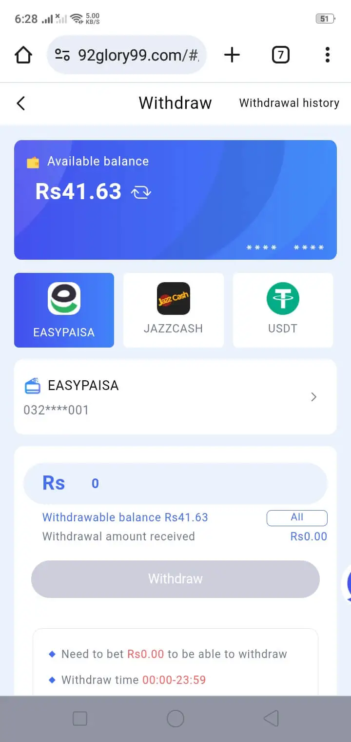 Instant withdrawals and secure payments on 92 Glory.